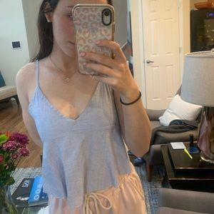 Brandy Melville blue and white striped tank top!